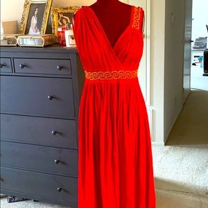 Red long cotton summer dress